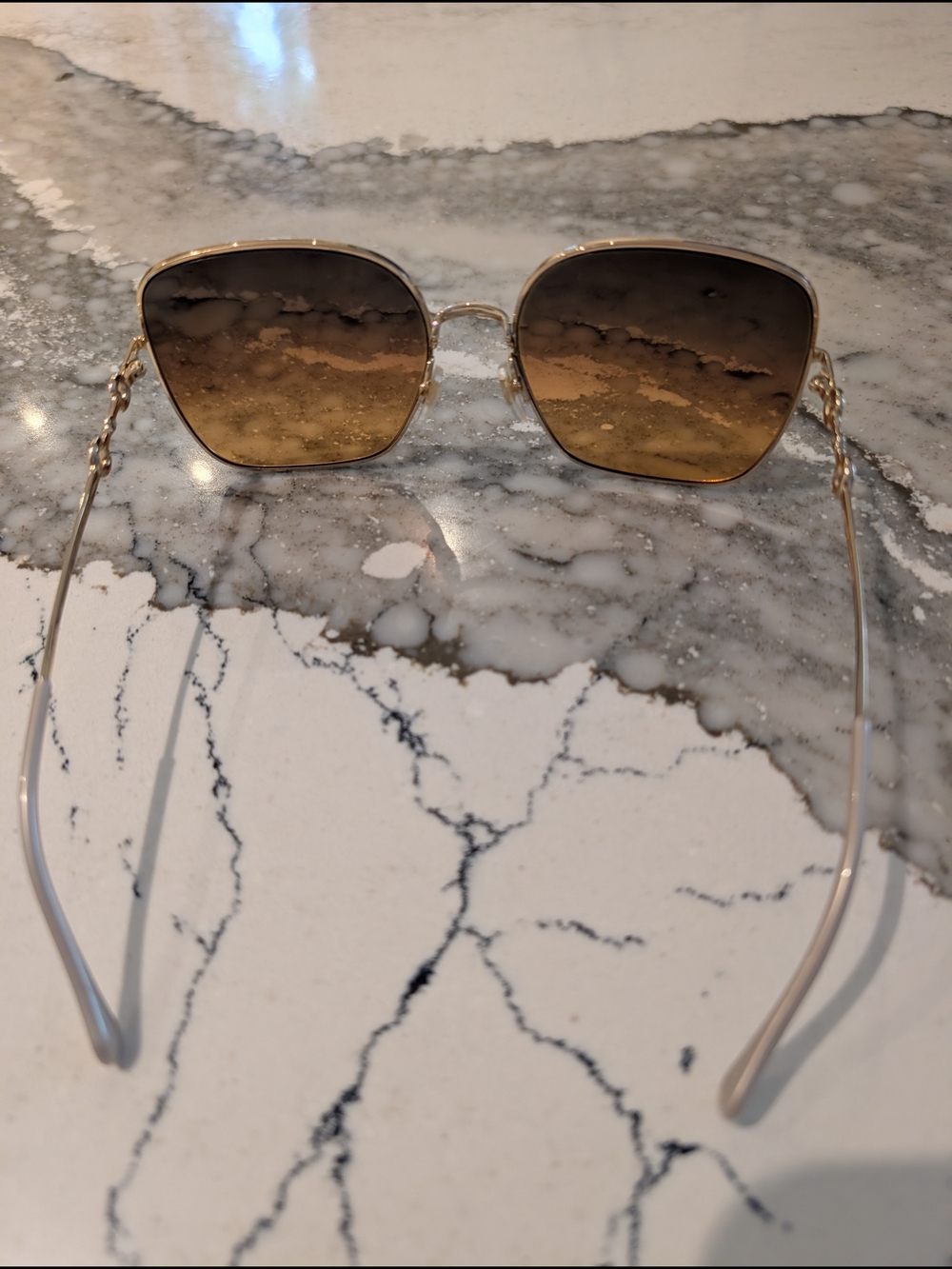Gucci Gold Frame Amber Gradient Sunglasses - Picture 3 of 5